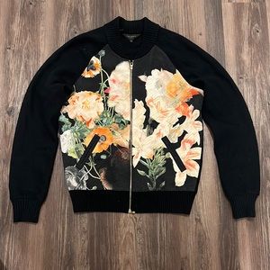 Ted Baker, size 2, black and floral zip up jacket